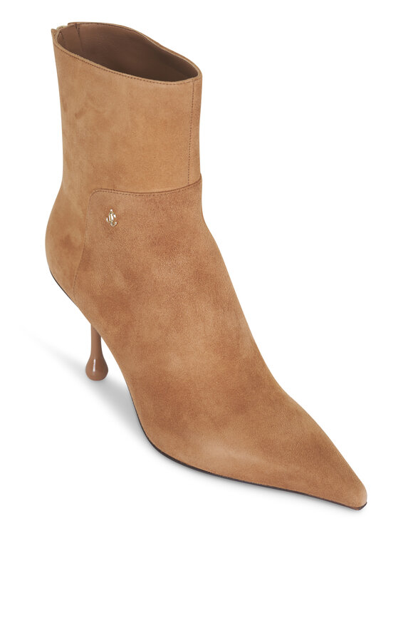 Jimmy Choo Cycas Toffee Suede Pointed Bootie, 80mm - view 1