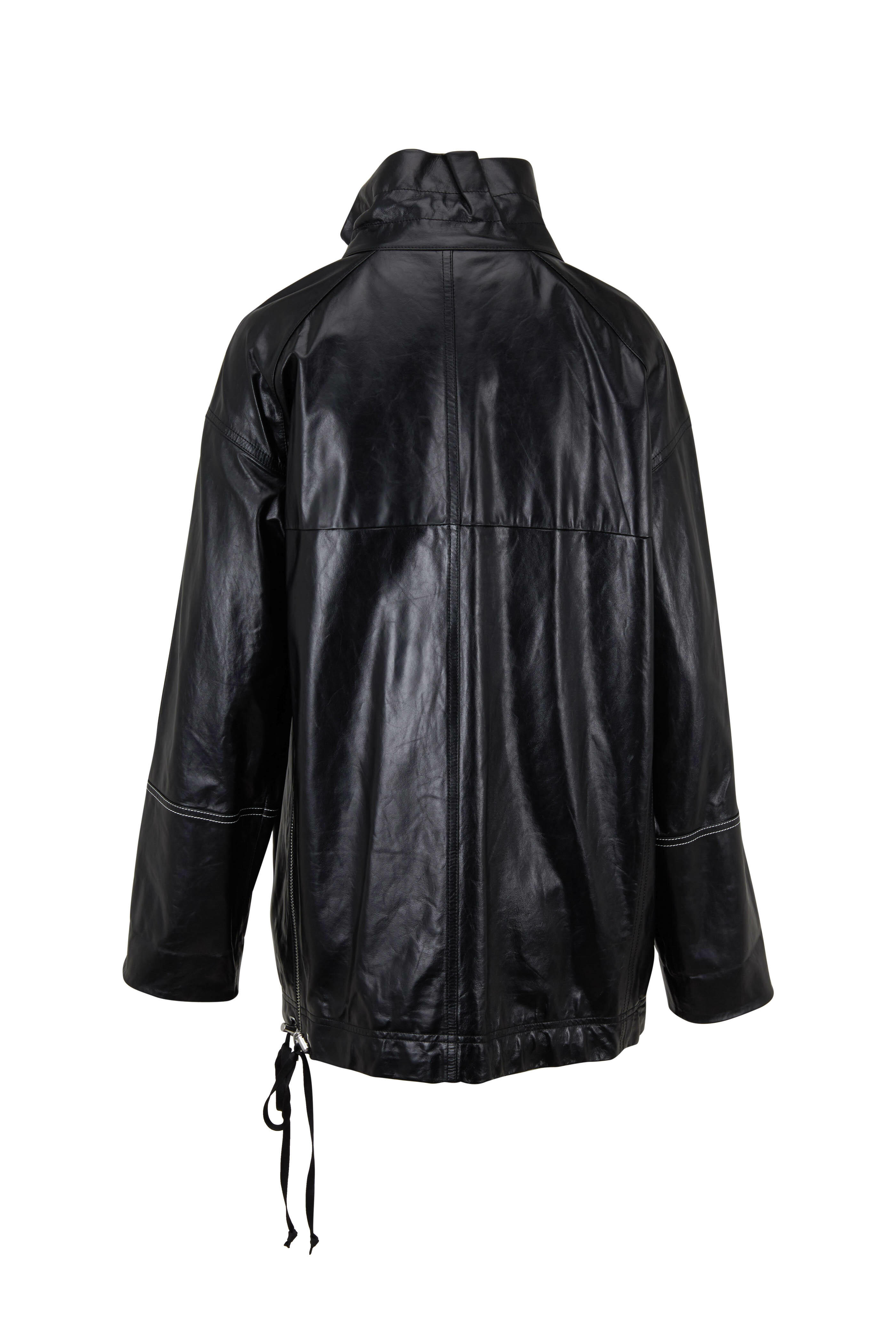Helmut Lang - Black Glazed Leather Anorak Jacket