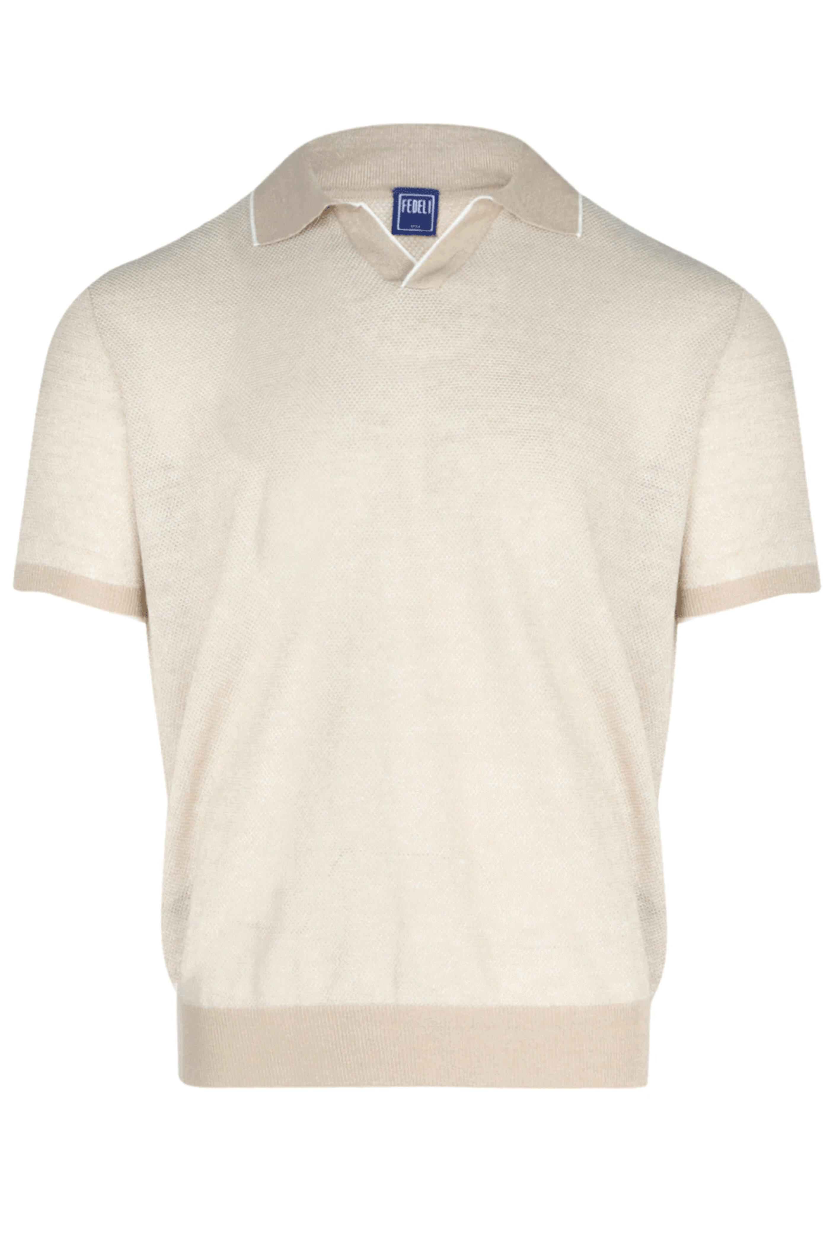 Fedeli - Light Tan Textured Johnny Collar Polo