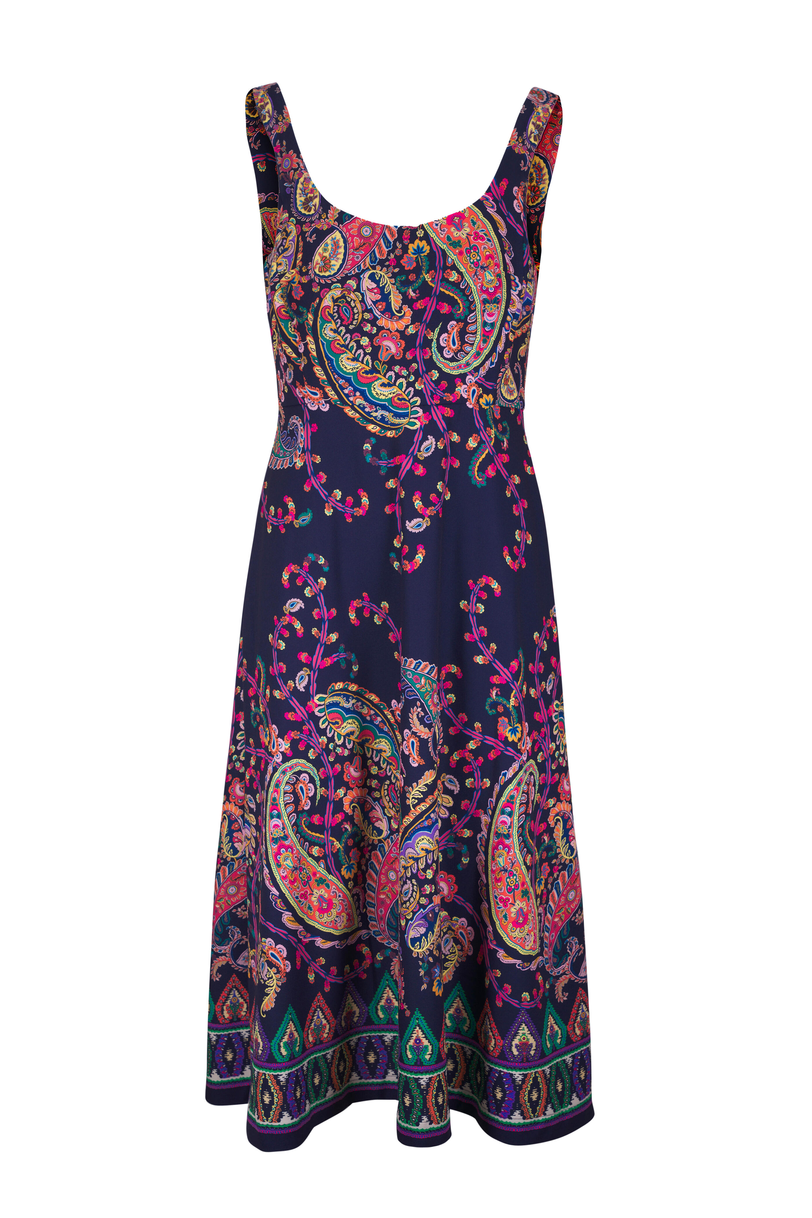 Etro - Navy Blue Paisley Print Midi Dress