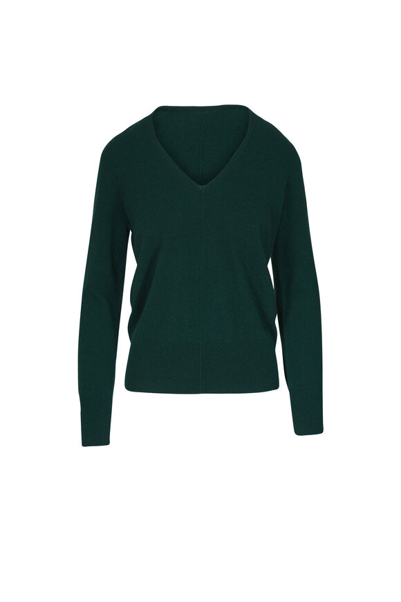 Akris Pine Green Cashmere V-Neck Sweater