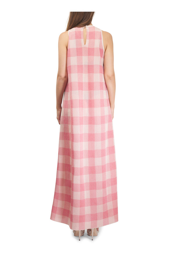Lela Rose Francie Poppy Plaid Sheer Knit Maxi Dress - view 3