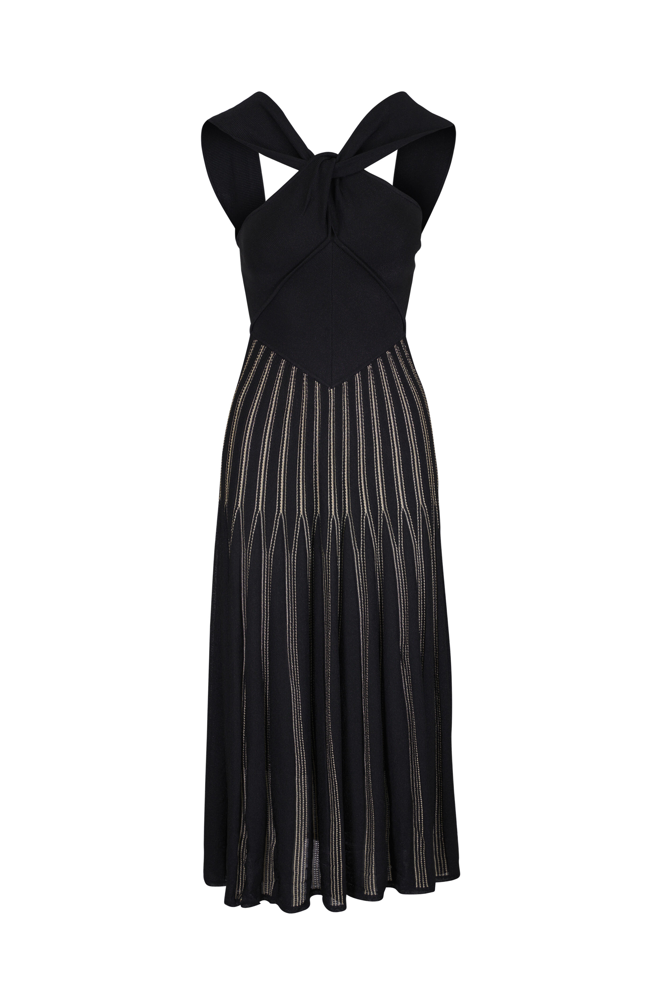 Zimmermann - Rebellion Black & Gold Stripe Halter Dress
