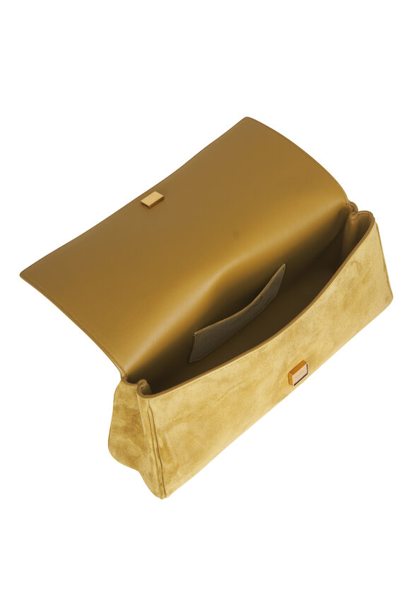 Khaite Audrey Golden Olive Suede Clutch - view 5