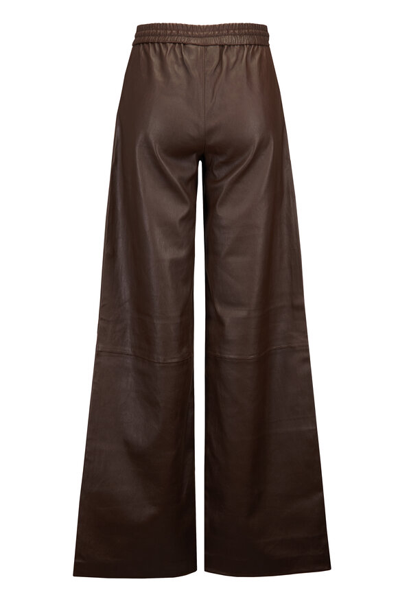 SPRWMN Coffee Leather Baggy Athletic Sweatpant - view 2