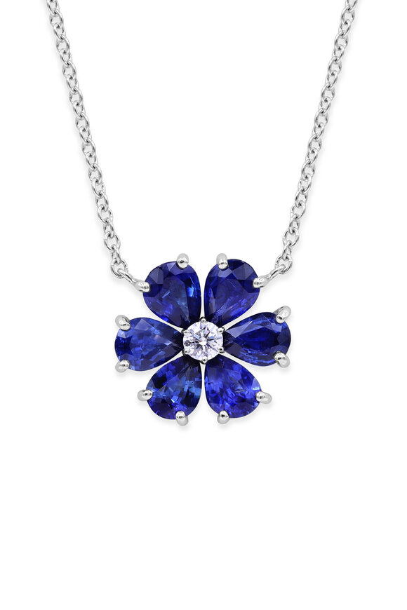 Oscar Heyman Platinum Sapphire Diamond Flower Necklace
