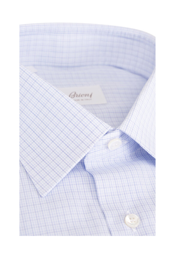 Brioni Blue Check Cotton Dress Shirt - view 2