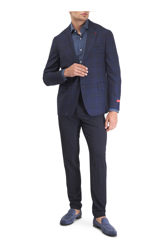 Marco Pescarolo Evo Navy Wool Crepe Dress Pant - view 2