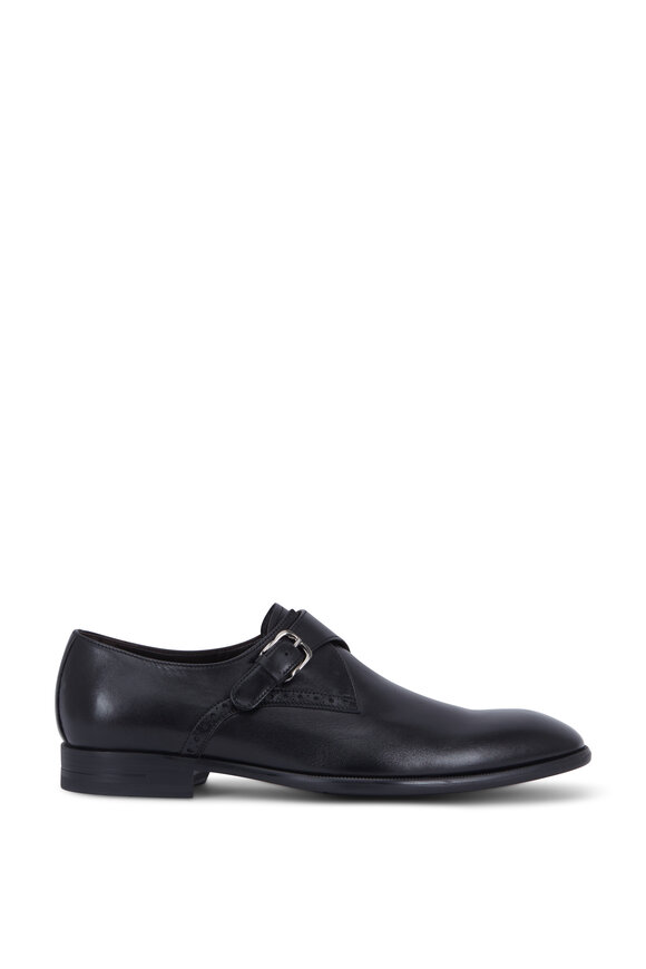 Zegna - Black Leather G-Flex Monk Shoe