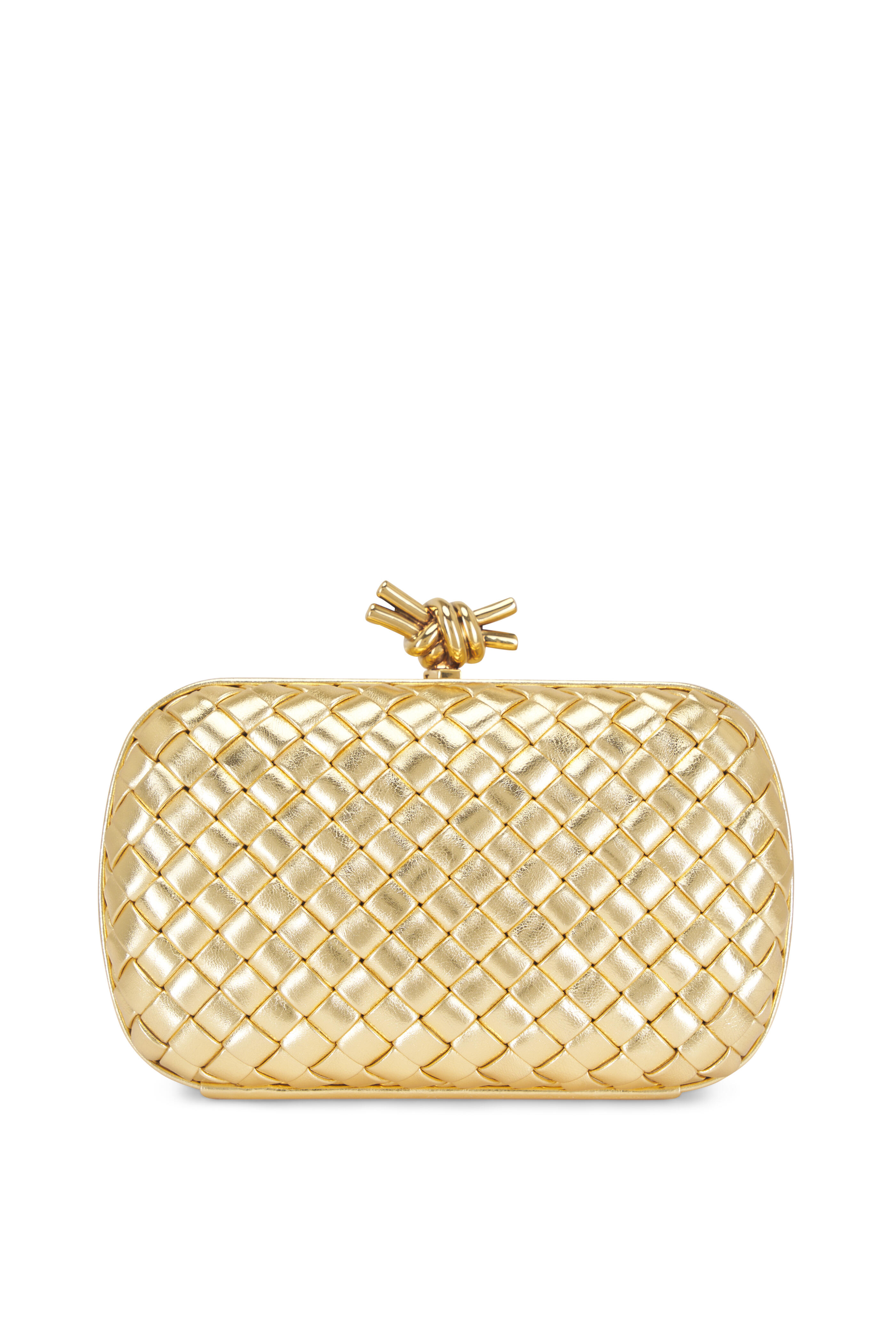 クラッチバッグ BOTTEGA VENETA  Clutches Women Leather Gold Bottega Veneta Andiamo Clutch Patent Metallic Gold | SACLÀB