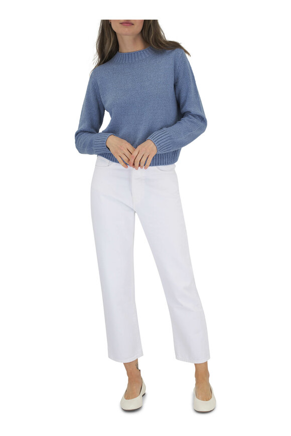 Vince - Azure Gem Plush Italian Silk Crewneck Sweater 