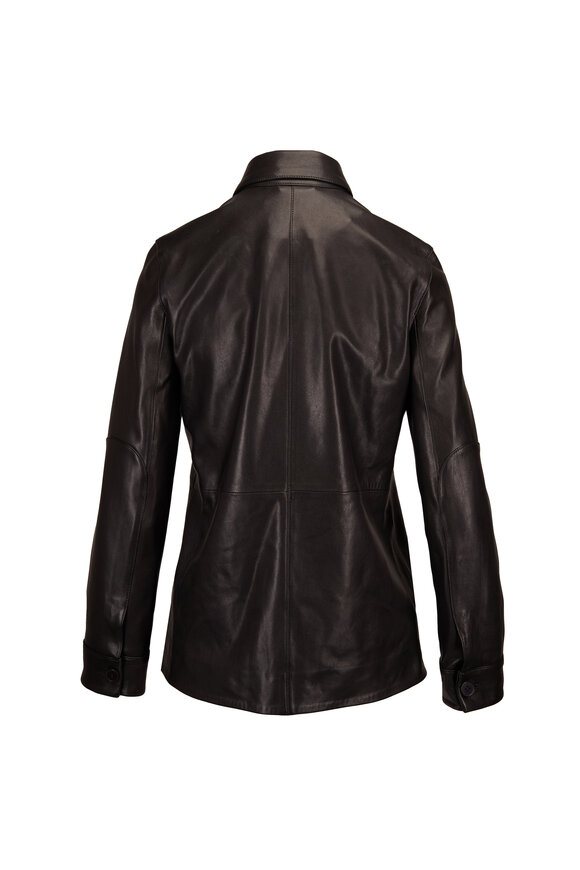 Nour Hammour Noir Classique Chemise Leather Jacket - view 2
