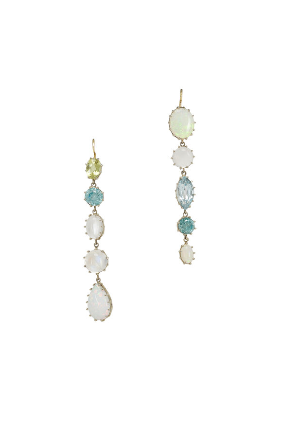 Renee Lewis Opal, Moonstone & Aquamarine Drop Earrings