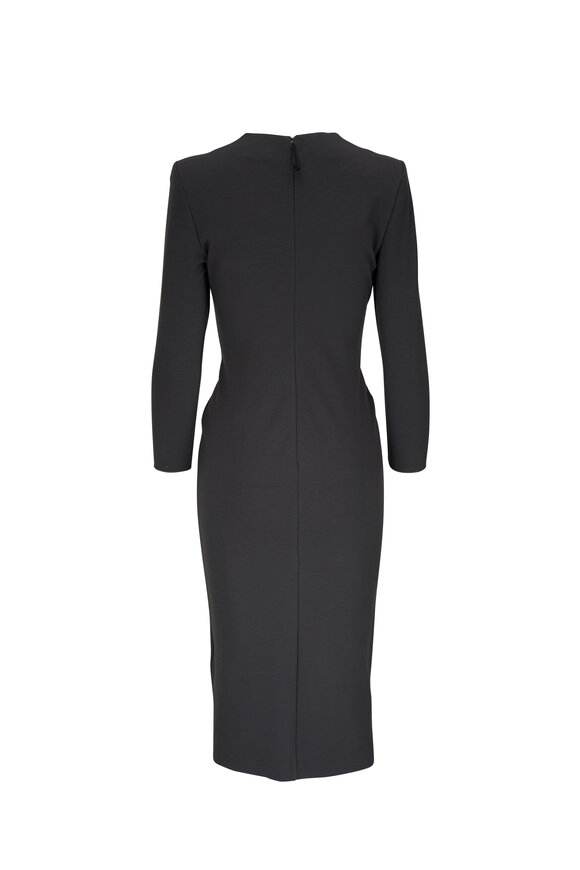 Giorgio Armani - Dark Gray Milano Jersey Tab Front Midi Dress  