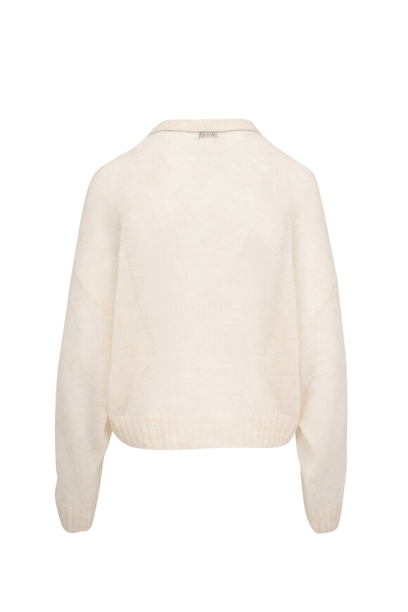 Brunello Cucinelli Ivory Basic Crewneck Sweater - view 3