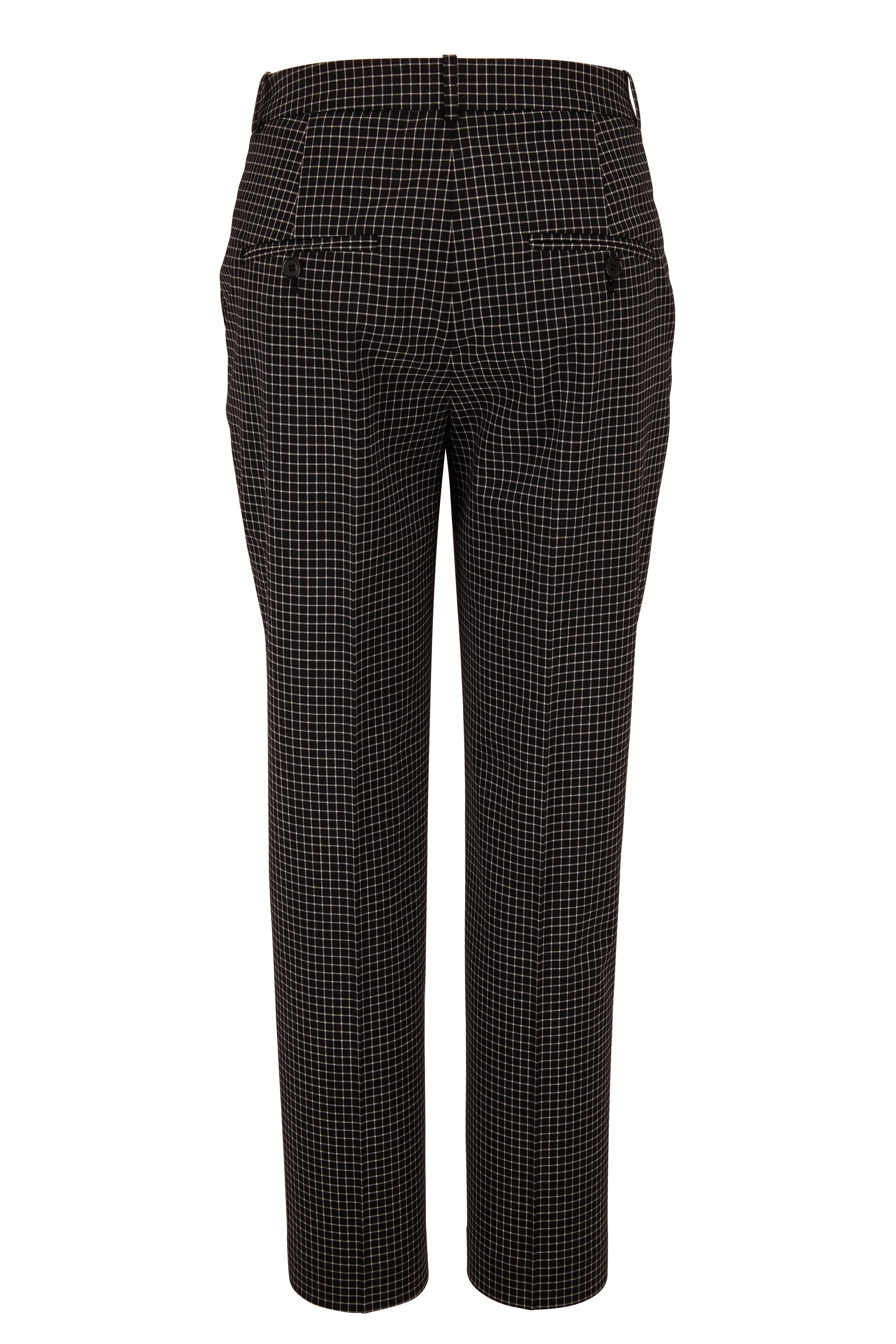 Michael Kors Collection - Sam Black Stretch Wool Mini Windowpane Pant