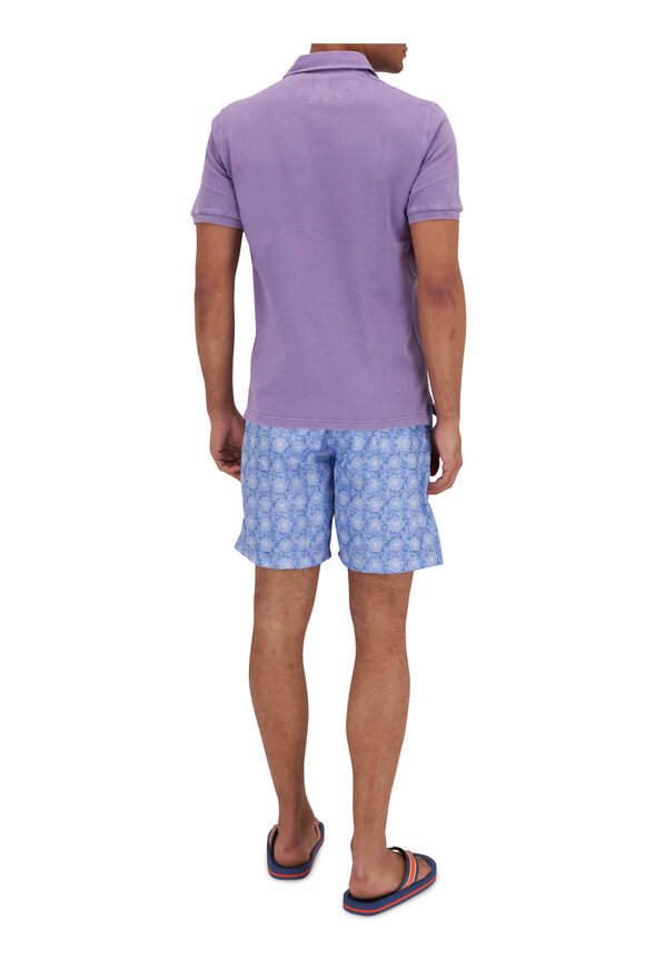 Fedeli - Blue Floral Print Swim Trunks