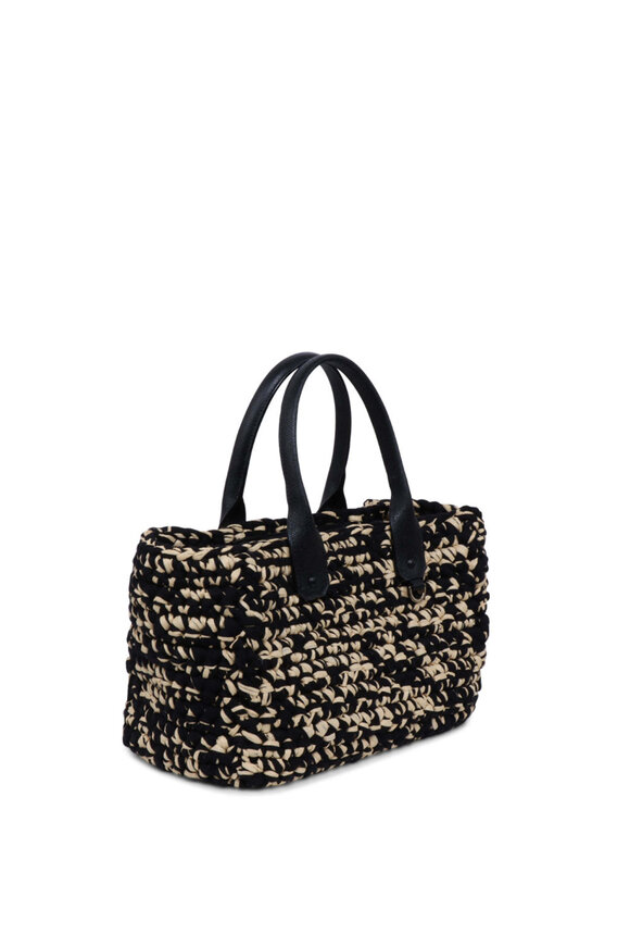 Valextra Mini Shopping Nero & Beige Raffia Tote - view 2