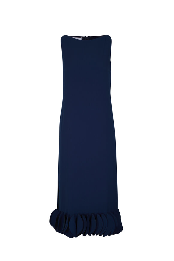 Akris Punto Teal Blue Laser-Cut Crepe 3D Dot Midi Dress