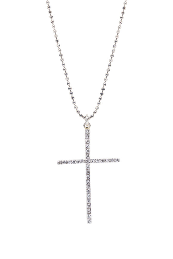 Renee Lewis Antique Diamond Cross Necklace - view 2