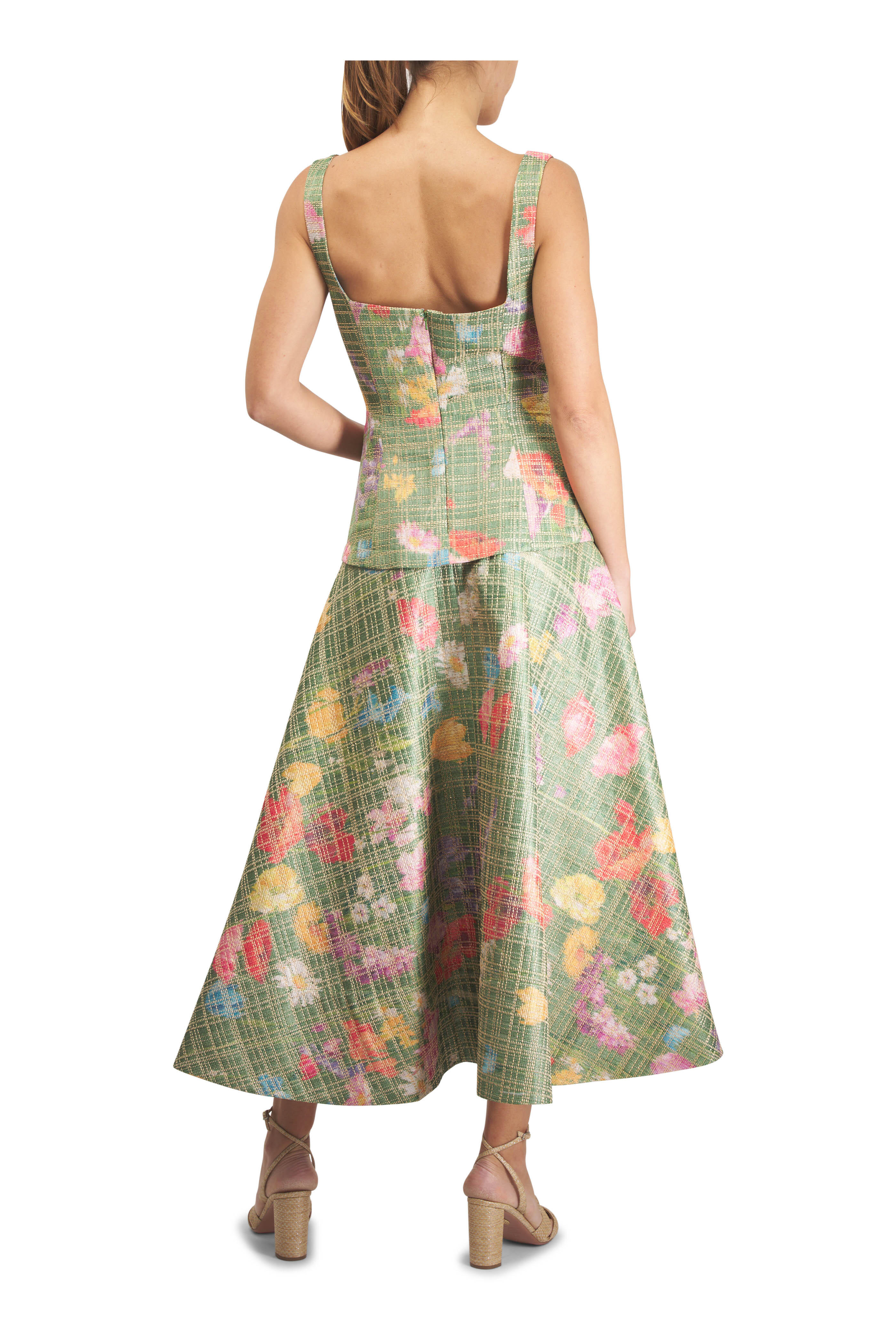 Lela Rose - Cactus Flower Floral Print Raffia Dress