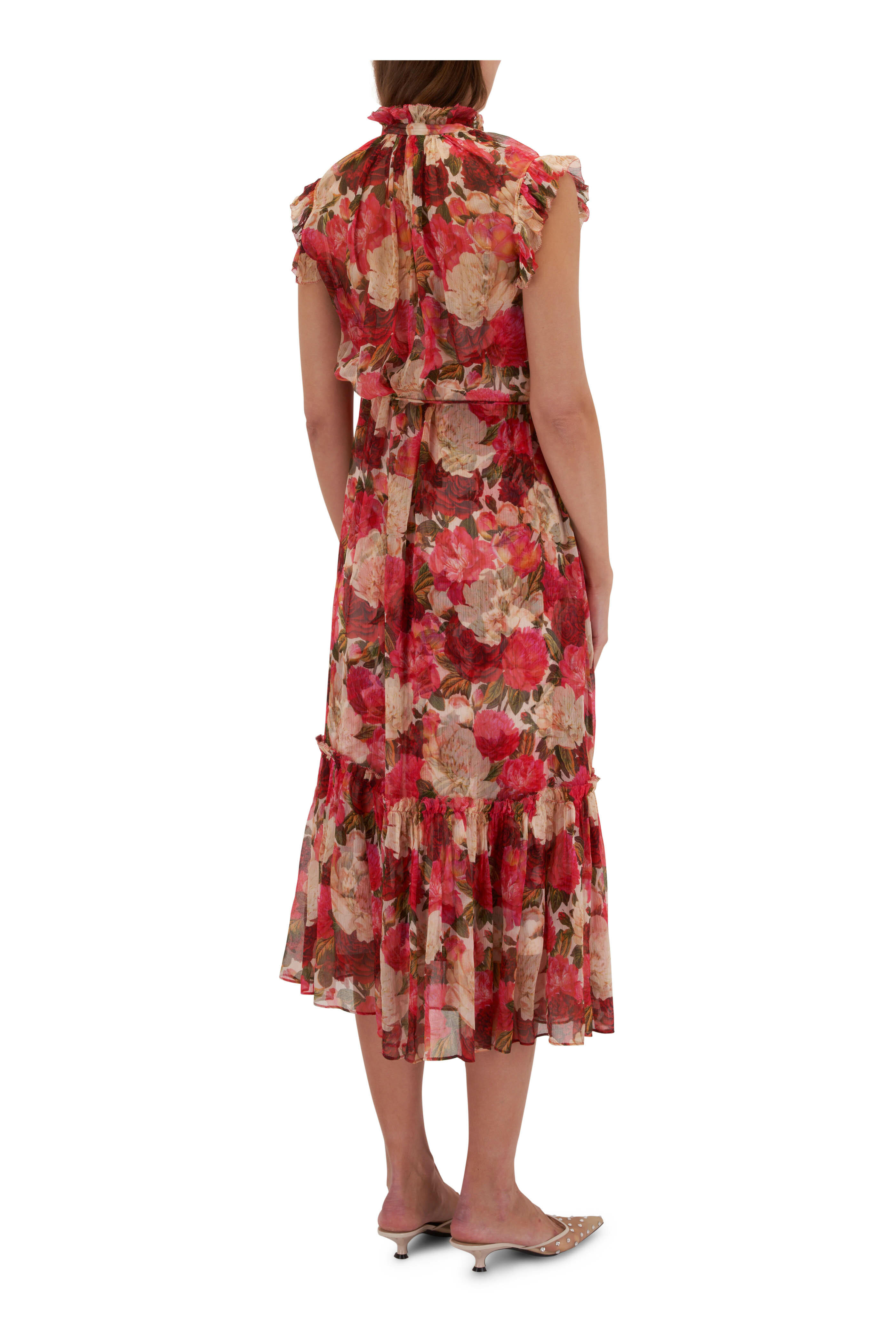 Zimmermann - Wonderland Pink Peonies Flutter Dress