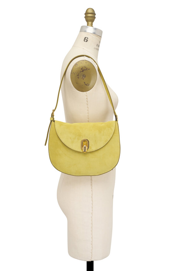 Savette Small Tondo Chartreuse Suede Hobo Bag - view 6