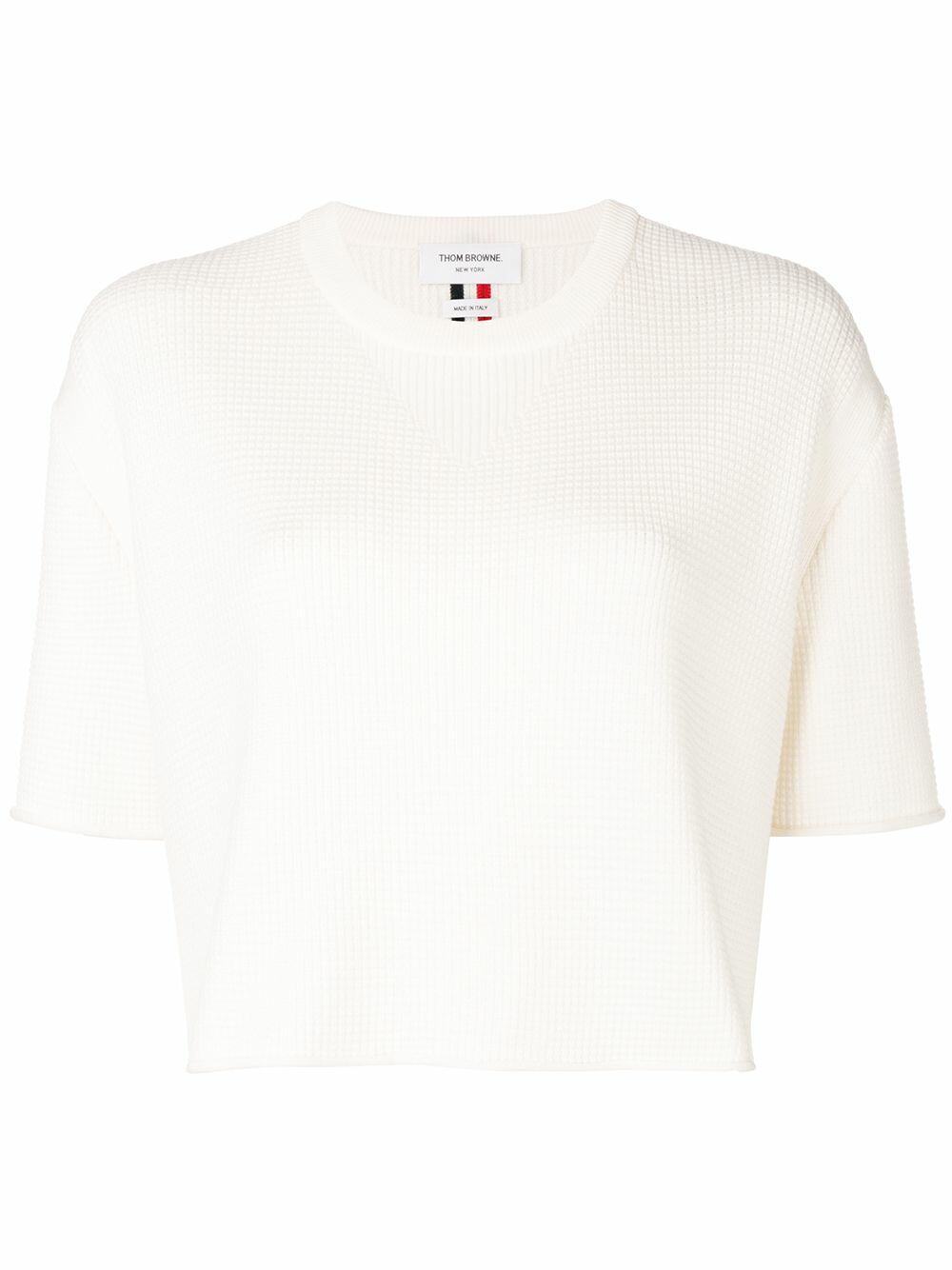 Thom Browne - White Wool Boxy Crop Sweater