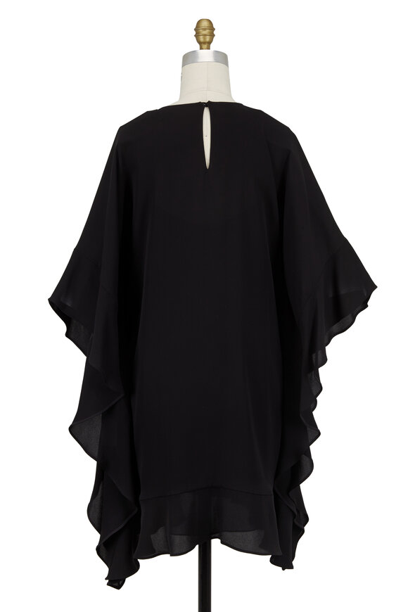 Valentino - Black Silk Flutter Sleeve Short Dress