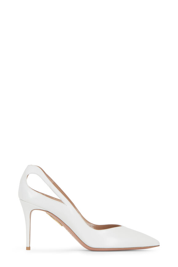 Aquazzura - Shiva White Leather Cut-Out Pump, 85mm