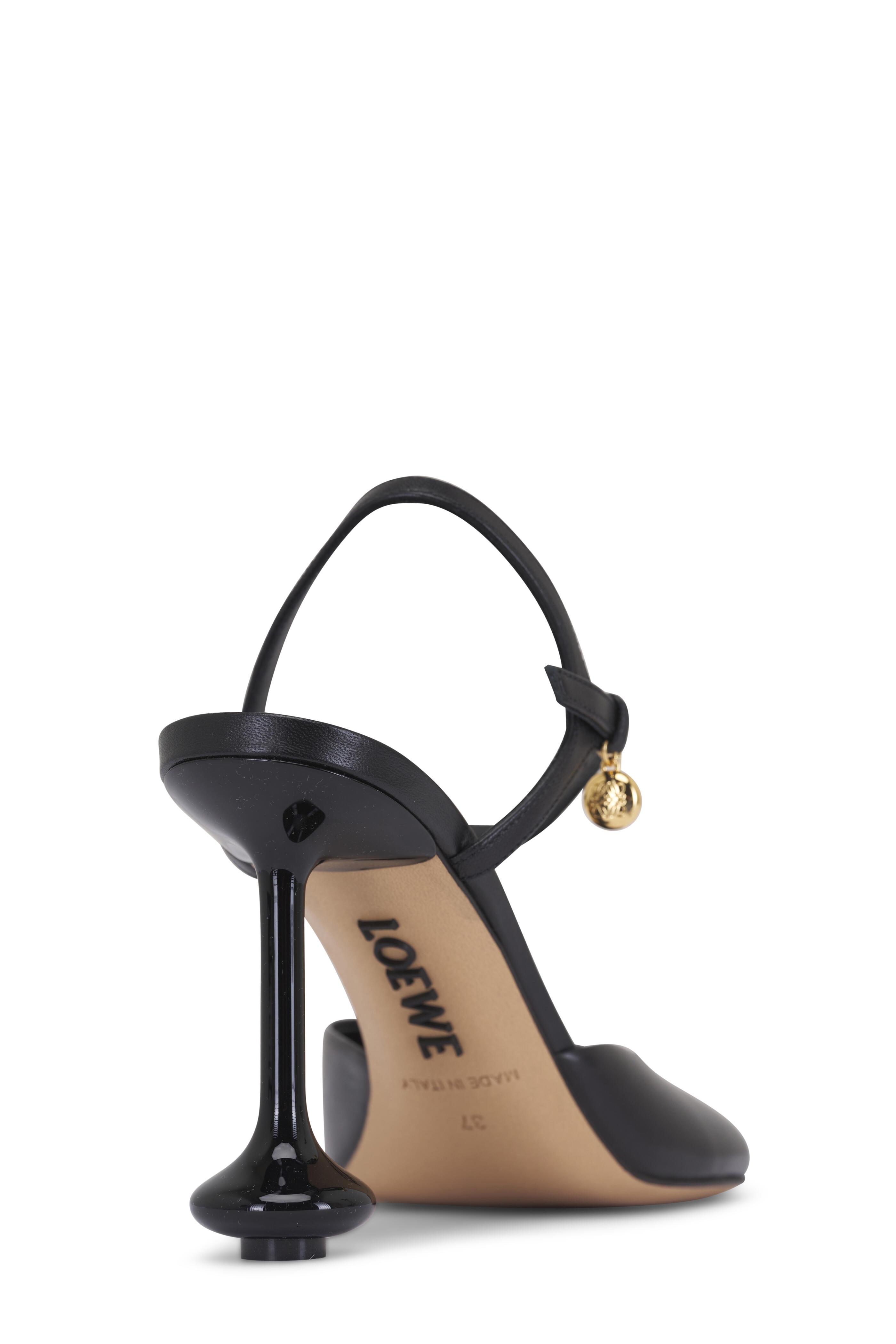 Loewe - Toy Black Leather Ankle Strap Pump, 90mm