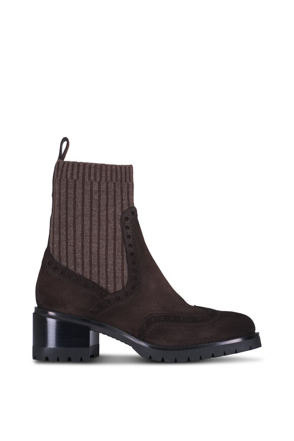Santoni Ferret Dark Brown Suede Short Boot, 50mm - view 4