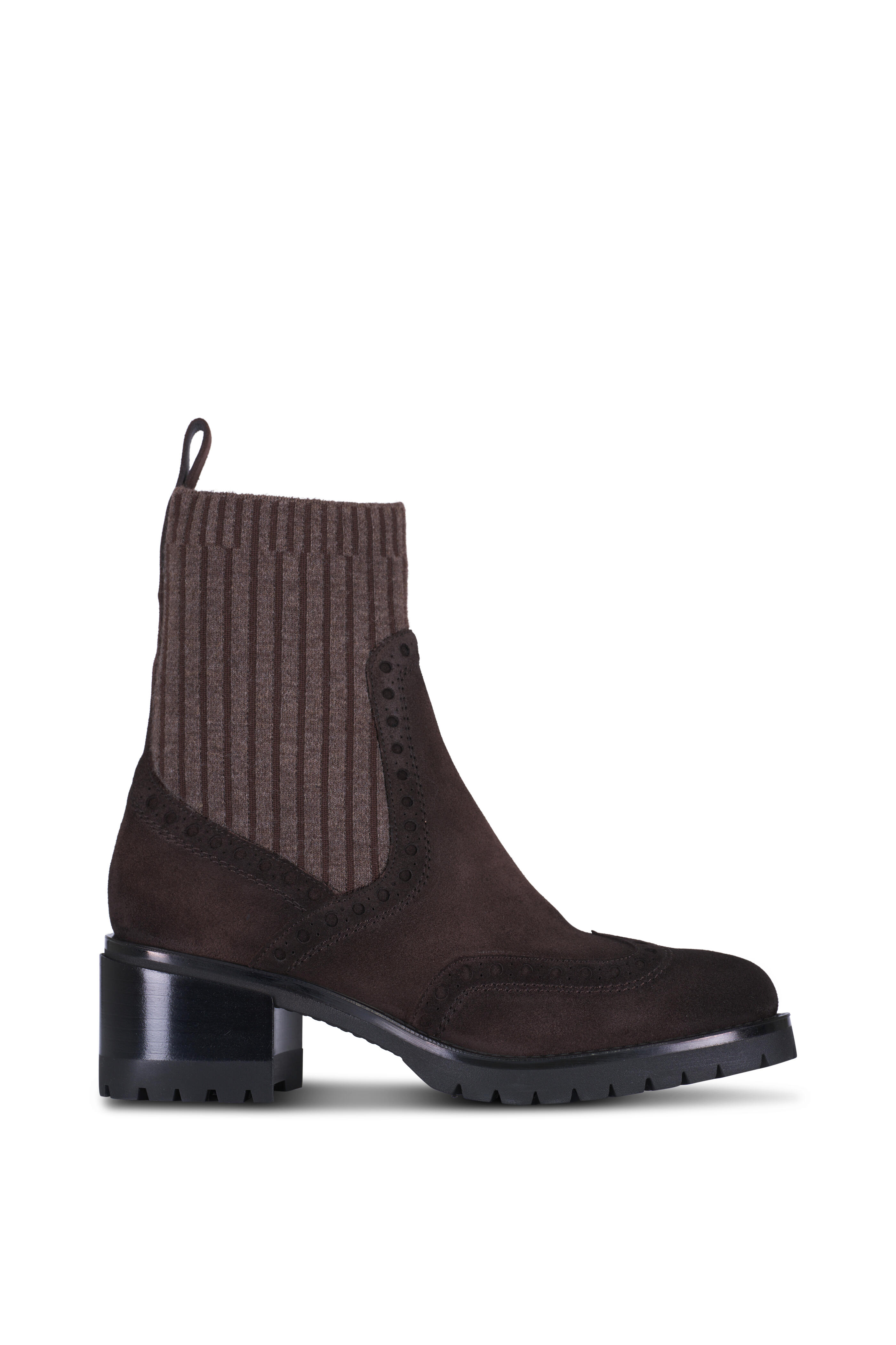 Santoni - Ferret Dark Brown Suede Short Boot, 50mm Santoni - Ferret Dark Brown Suede Short Boot, 50mm