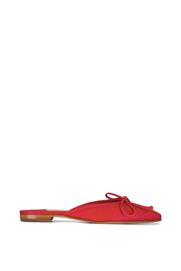 Manolo Blahnik - Ballerimu Brick Red Leather Flat Mule, 10mm 