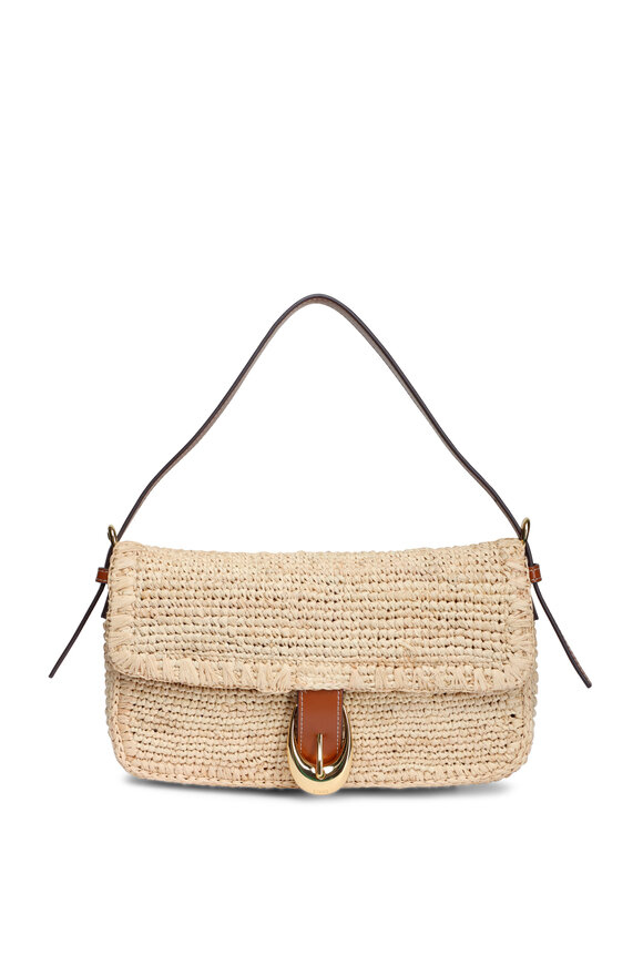 Staud Harlow Natural Tan Raffia Shoulder Bag