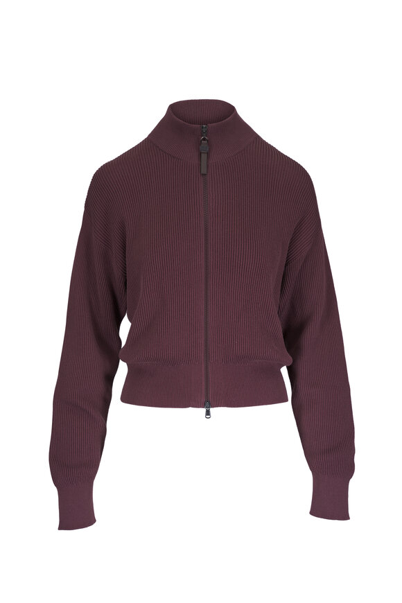 Brunello Cucinelli Grape Cotton Full Zip Cardigan