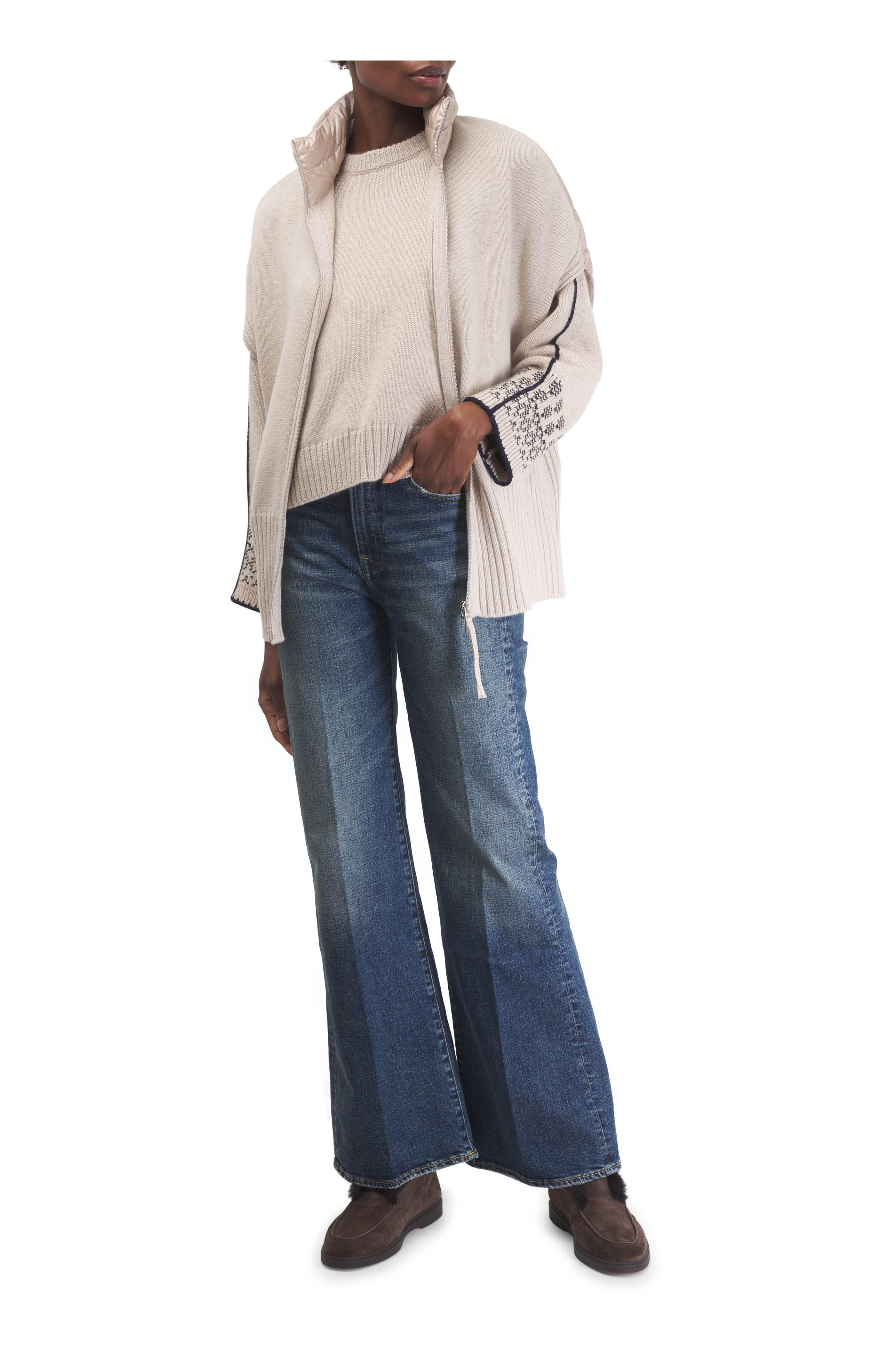 Agnona - Light Beige Chantilly Jacquard Crewneck Sweater