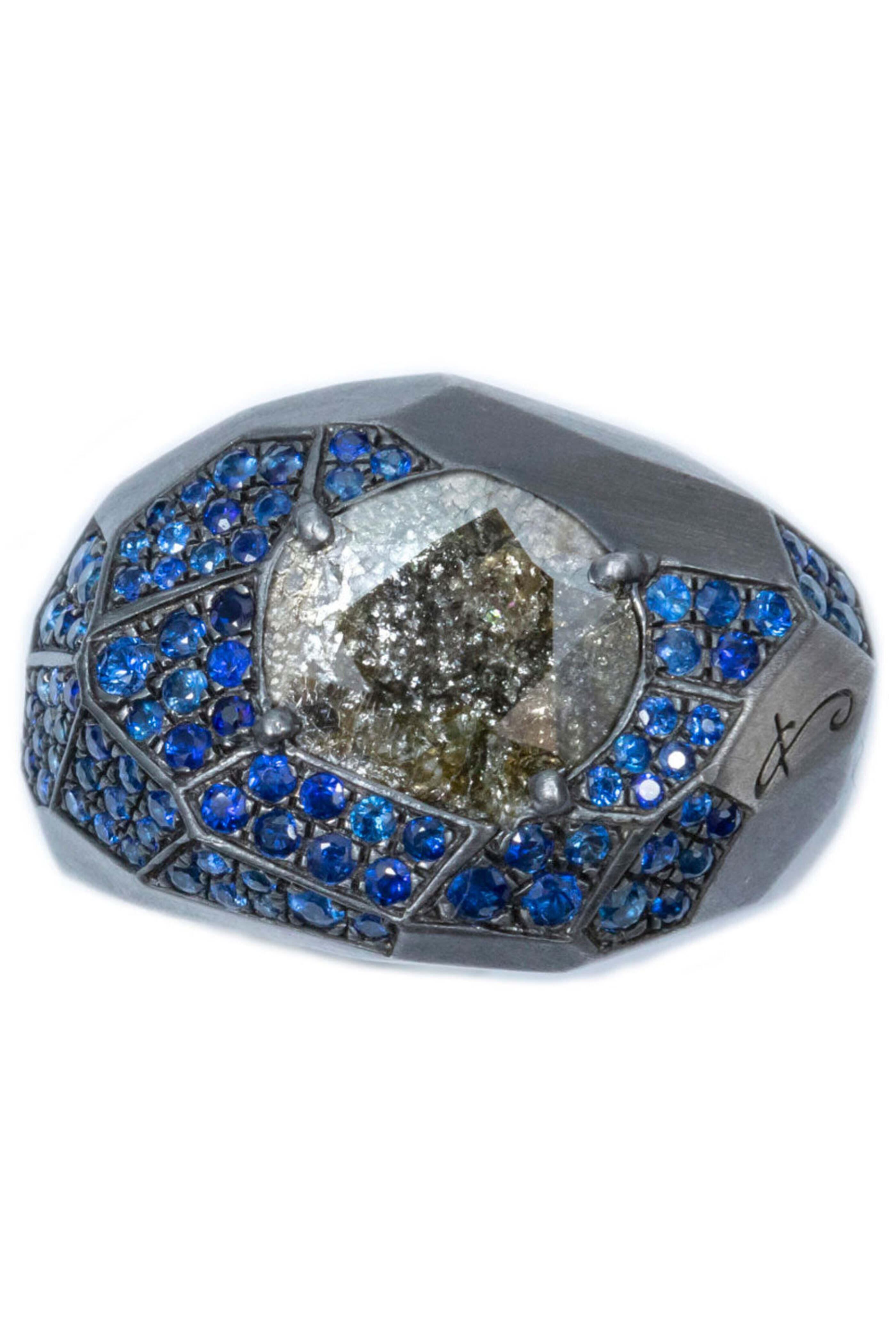 Katerina Ioannidis - Slice Diamond and Sapphire Facet Collection Ring