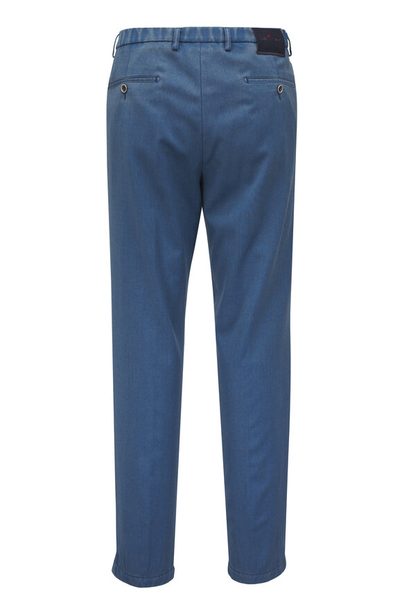 Kiton Washed Blue Wool Dress Pant - view 3