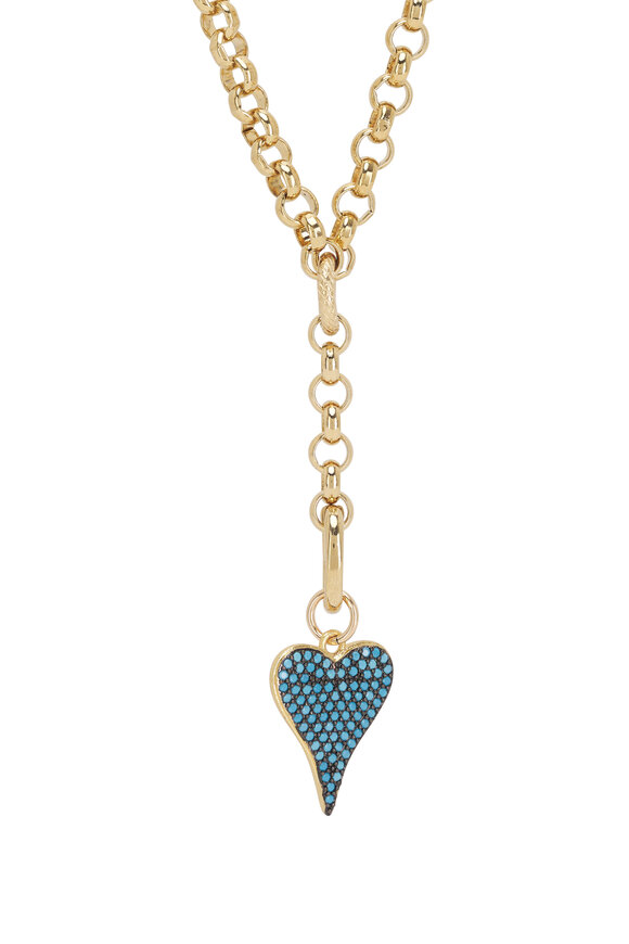 Cristina V. - Turquoise Heart Charm Rolo Y Necklace