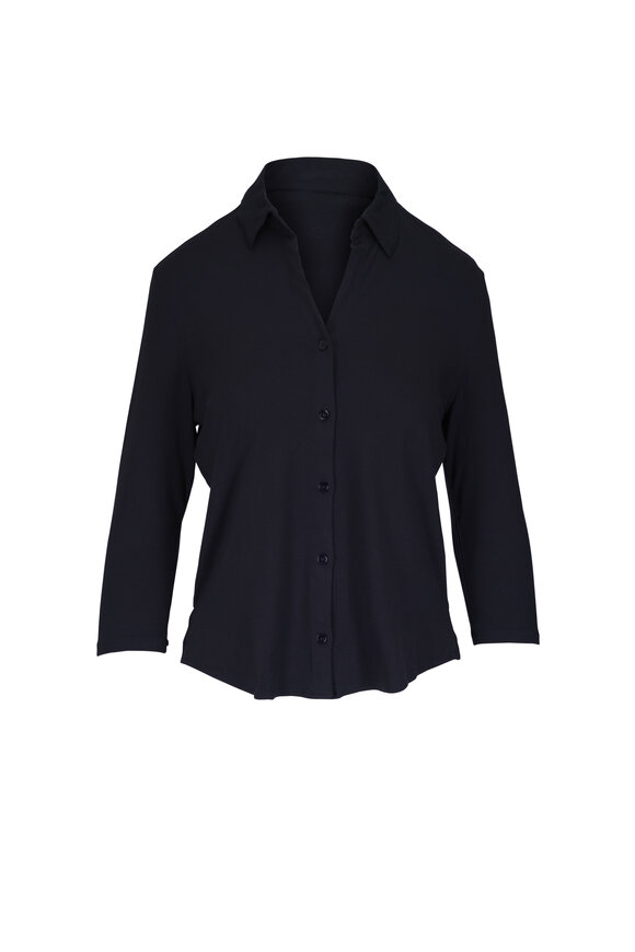 Majestic Marine Blue Soft Touch Semi Relaxed Shirt