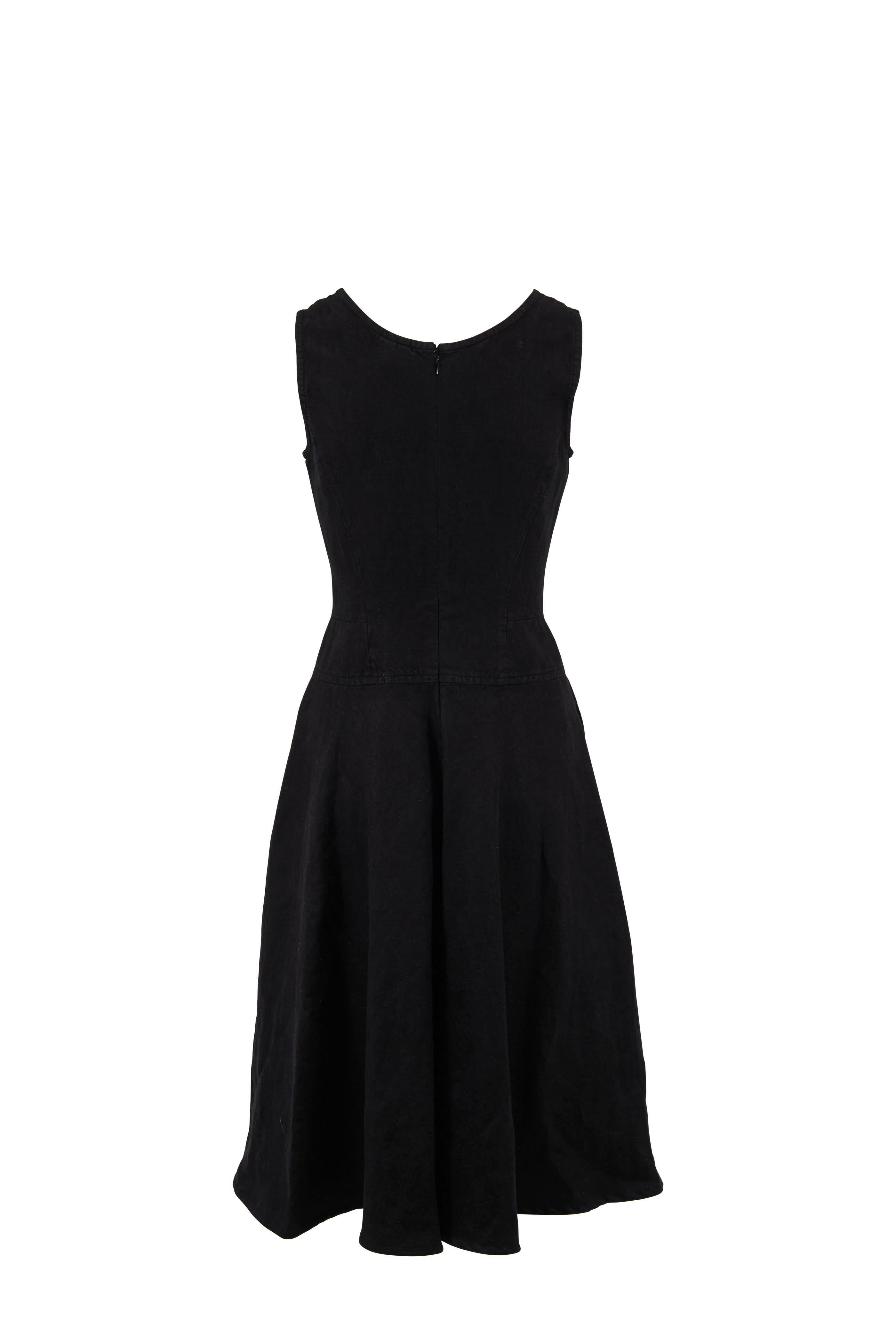 Aspesi - Black Linen Scoopneck Day Dress