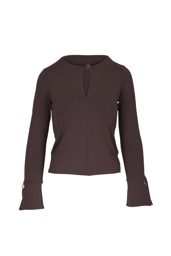 Veronica Beard Zyris Espresso Jersey Key-Hole Top - view 1