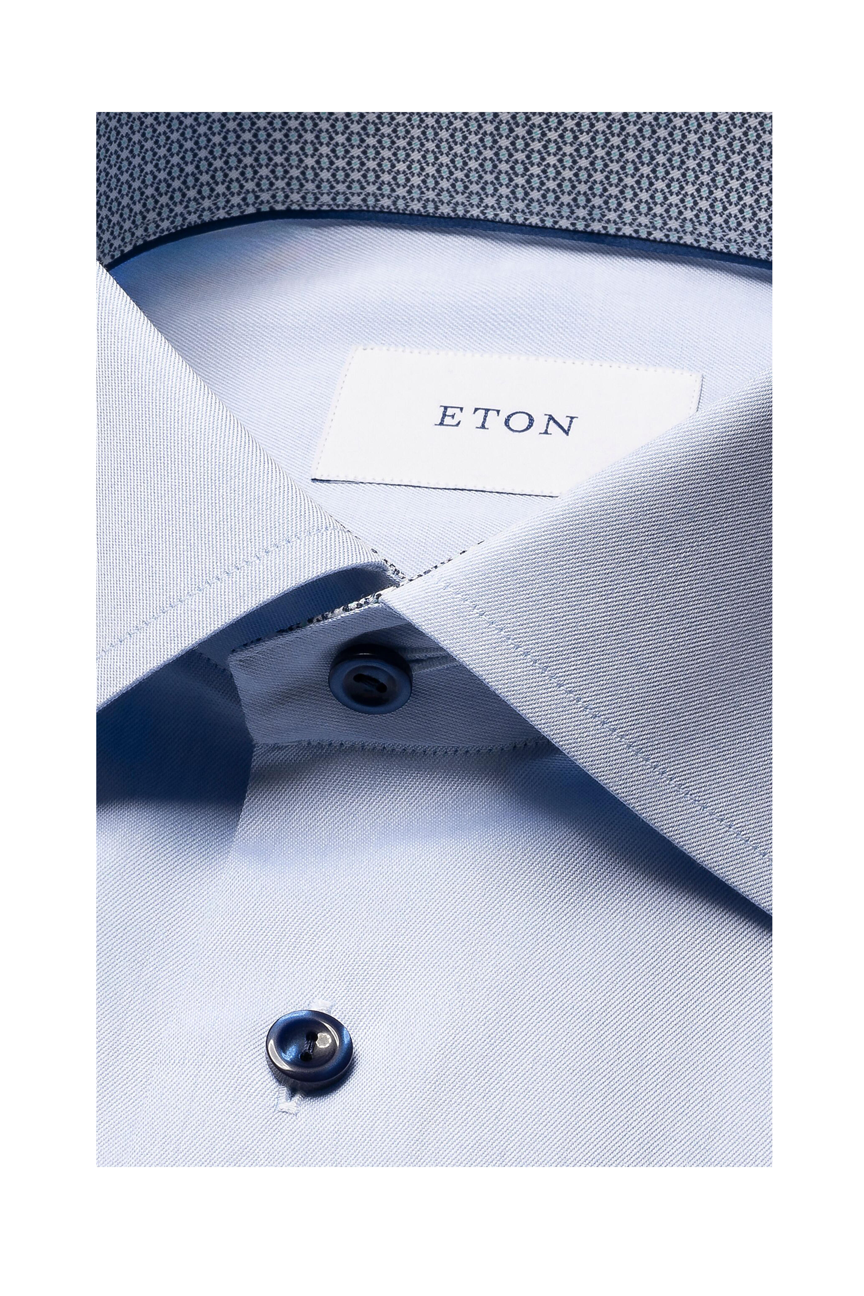 Eton - Light Blue Cotton Slim Fit Dress Shirt - view 4