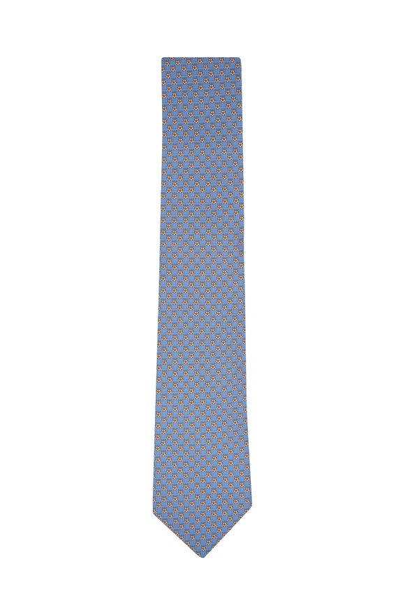 Ferragamo - Blue & Yellow Soccer Ball Print Silk Necktie 