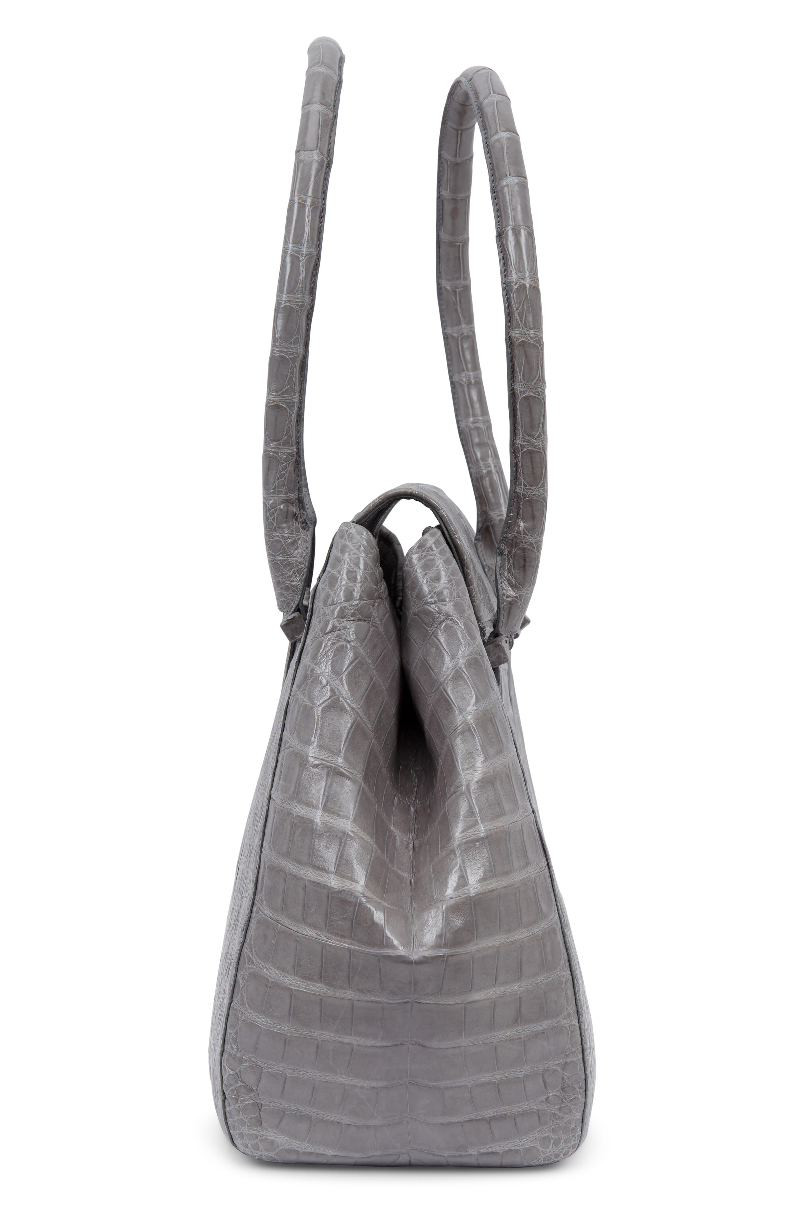 Nancy Gonzalez - Gray Crocodile Medium Convertible Tote