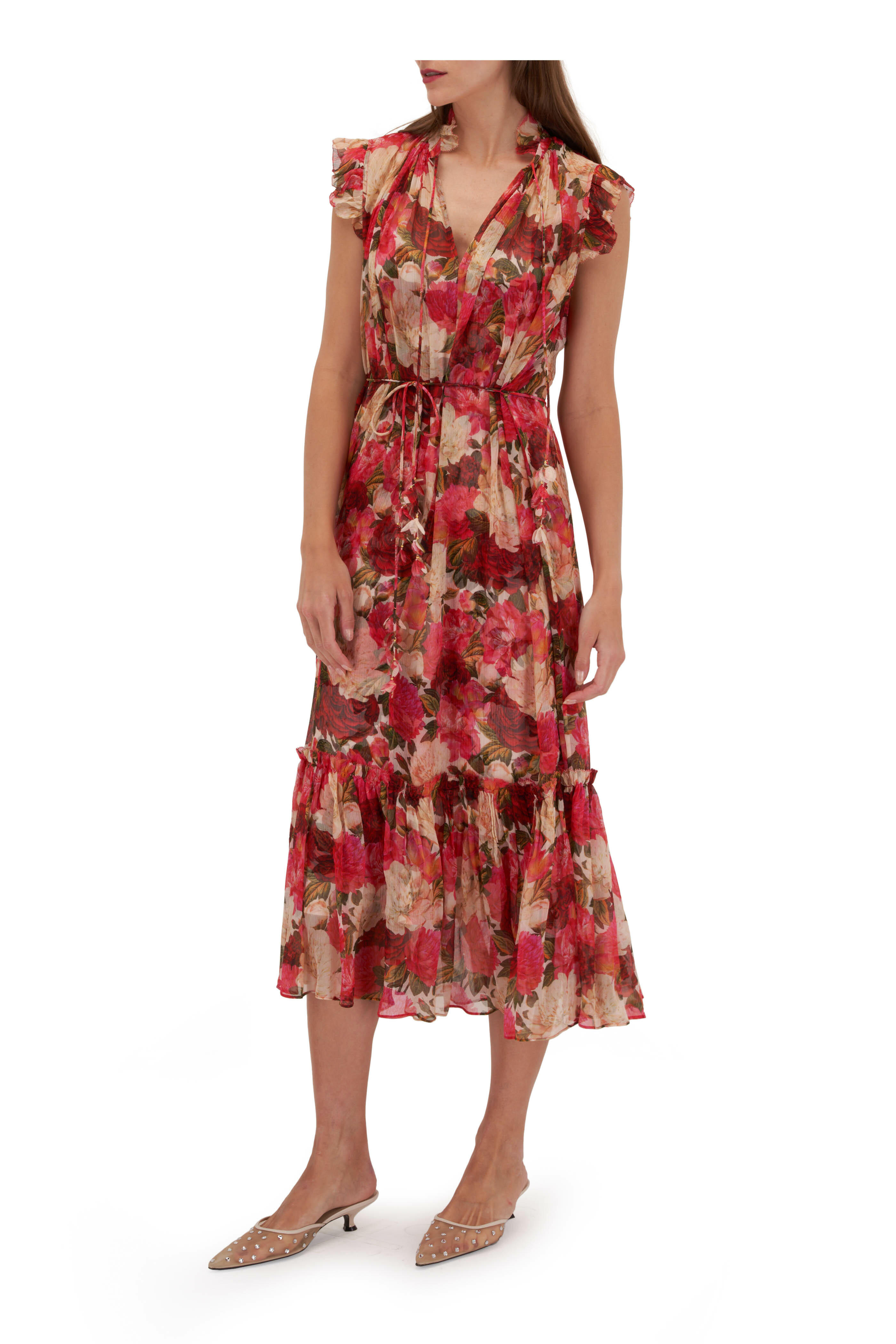 Zimmermann - Wonderland Pink Peonies Flutter Dress