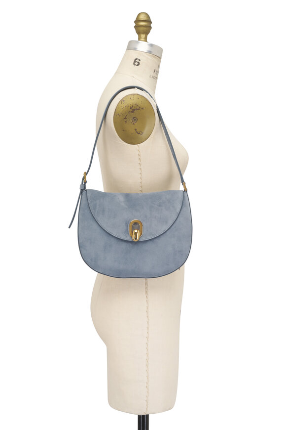 Savette Small Tondo Denim Suede Hobo - view 7