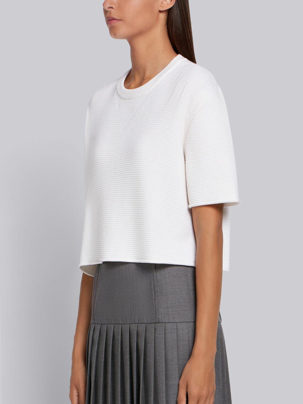 Thom Browne - White Wool Boxy Crop Sweater