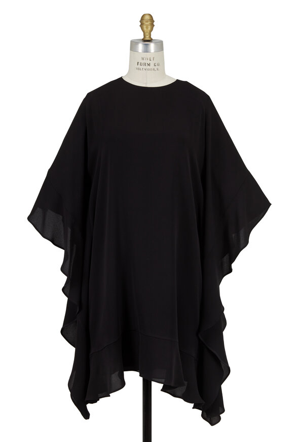 Valentino - Black Silk Flutter Sleeve Short Dress